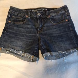 AE dark wash shorts